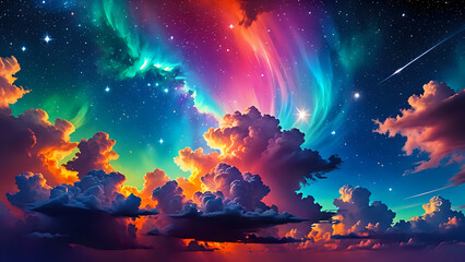 Fototapeta premium Fantastic Sky with Bright Colored Clouds