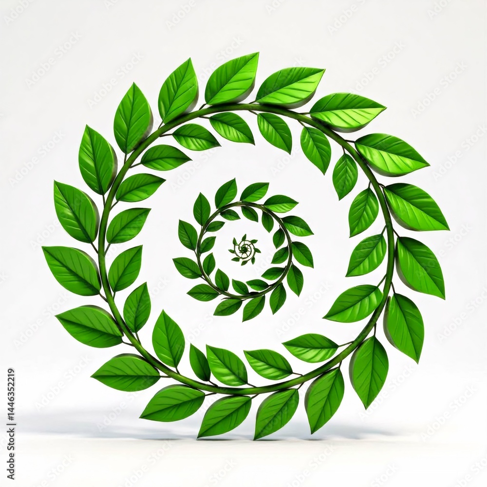 Poster circular design green leaves leaves arranged way form wreath like shape leaf overlapping one below c
