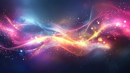 Fototapeta premium Abstract cosmic waves with vibrant colors and glowing particles