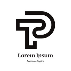 tp or pt letter black logo design icon