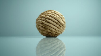 Knitted rope sphere with a reflection. Minimal