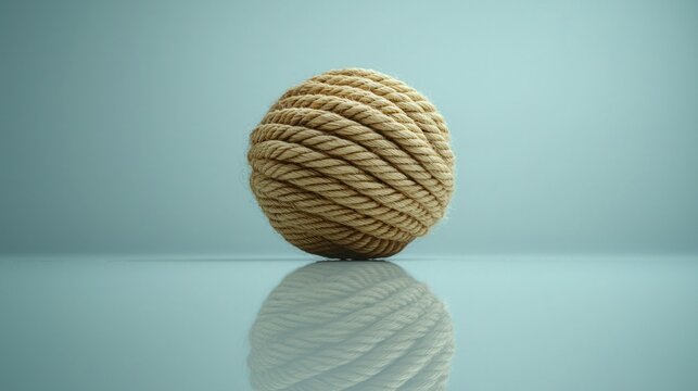 Knitted rope sphere with a reflection. Minimal