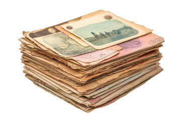 A stack of aged banknotes and documents a glimpse into history s paper trail showing faded colors