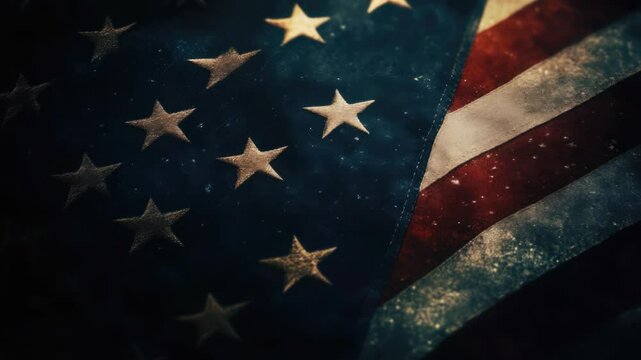 Close-up shot of the American flag's stars, suitable for patriotic and national pride themes