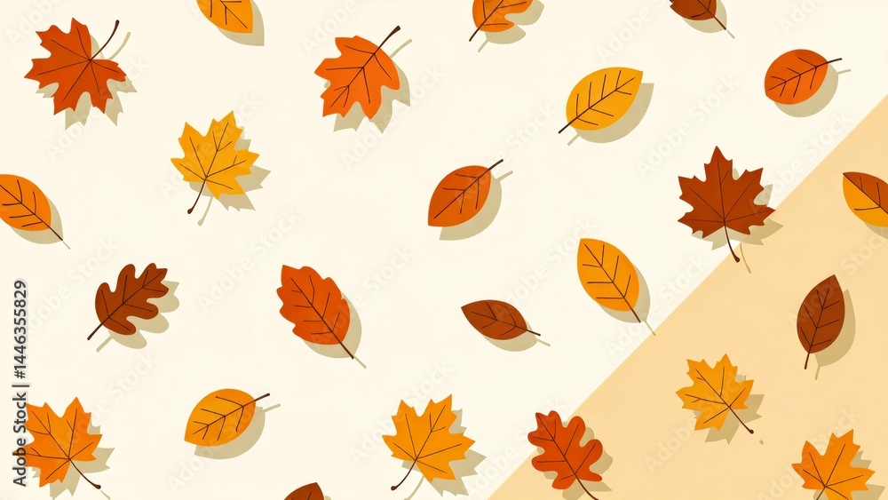 Poster seamless pattern autumn leaves leaves various shades orange yellow brown representing colors autumn 
