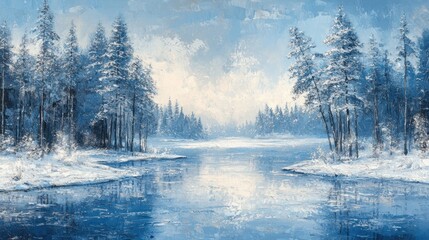 Winter landscape painting (1)
