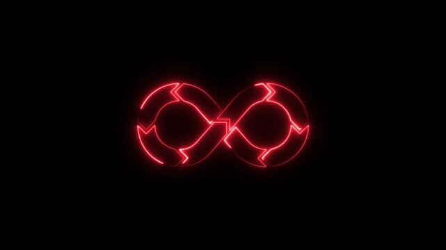 Glowing neon devops icon isolated on black background. HD Video motion graphic animation