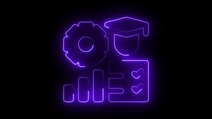 Glowing neon adaptive-learning icon isolated on black background. HD Video motion graphic animation