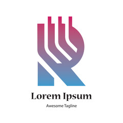 r letter creative abstract logo design icon