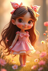 Fototapeta premium little girl in a pink dress