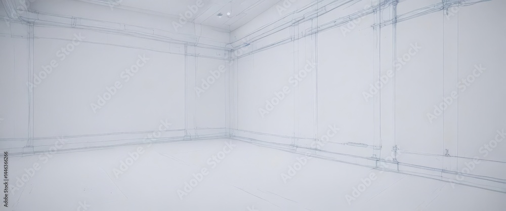 Poster crisp white background with subtly faded blue architectural blueprint lines digital blueprint effect