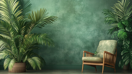 Fototapeta premium Tropical Tranquility: A Green Retreat Indoors