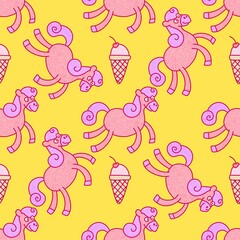 Christmas animals seamless horse pattern for wrapping paper and fabrics