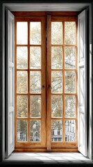 Fototapeta premium Open wooden window view