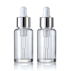 dual chamber serum bottle white branding on white background