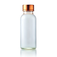 glass bottle frosted body rose gold cap on white background
