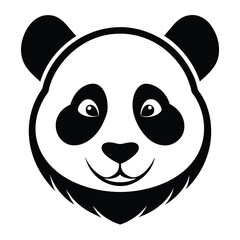 Minimalist Panda Bear Face Simple Black and White Animal Icon Design
