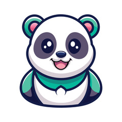 Cute Panda Mascot Logo Design, Cartoon Character with Aqua Blue and Black Accents