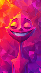 Cartoon Character Smile Happy Animated Person Colorful Digital Illustration Youthful Expression Cute Humor Abstract Vector 3D Art Design Surreal Geometry Friendly Fantasy Art
