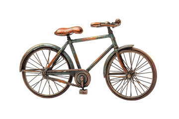 Rustic Vintage Metal Bicycle Miniature Model Detailed Spoke Wheels Aged Copper Finish
