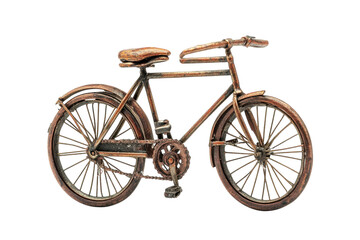 Antique copper bicycle model nostalgic vintage charm detailed craftsmanship studio shot on white
