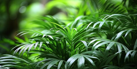 Lush green foliage, vibrant palm leaves