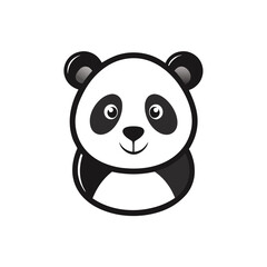 Panda Illustration, Cute Animal Face, Black and White, Simple Mascot, Design Elements