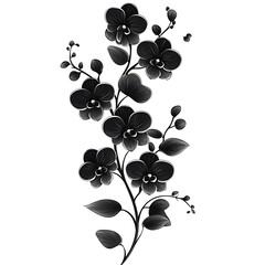 Modern black orchid artwork for logo high resolution image