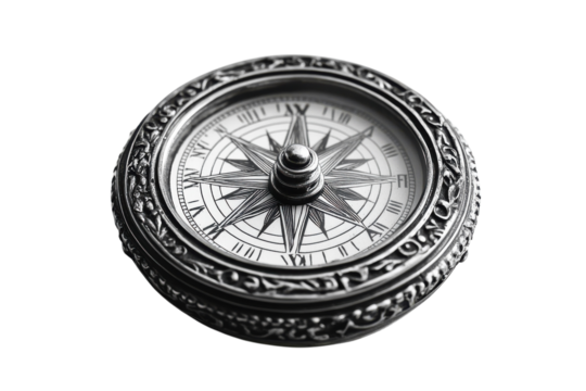 Antique compass a guide for adventure shows direction elegant design in monochrome sharp detail on