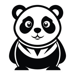 Stylized Panda Illustration, Cartoon Black and White Animal Mascot, Cute Bear Icon