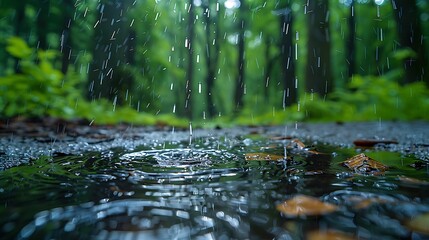 Serene Rainy Forest With Soft