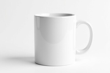 Fototapeta premium Classic white ceramic mug, isolated on pure white background , studio shot, cylindrical, utensil