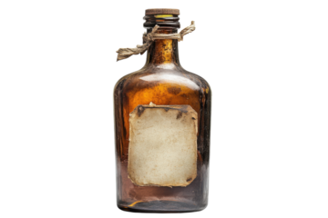 Antique amber bottle aged label rustic charm blank tag old fashioned vintage glass weathered