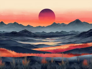 Fototapeten modern pop art design with latin american landscapes (beaches, mountains), vibrant color blocks © Sung Hwan Kim