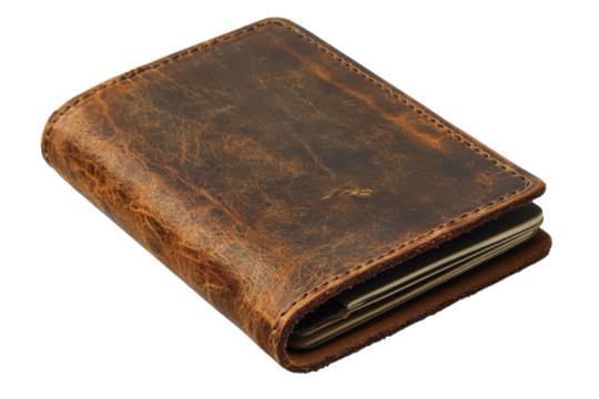 Rustic Brown Leather Wallet Vintage Style Handcrafted Distressed Texture Stylish Accessory Perfect