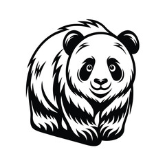 Panda Bear Icon, Black and White Animal, Cute, Isolated, Mammal, Wildlife, Logo Style