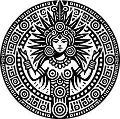 sketch vector illustration silhouette design icon logo symbol god goddess abstract vintage classic ethnic traditional aztec maya american
