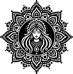 Fototapeta premium sketch vector illustration silhouette design icon logo symbol god goddess abstract vintage classic ethnic traditional indian aztec maya american