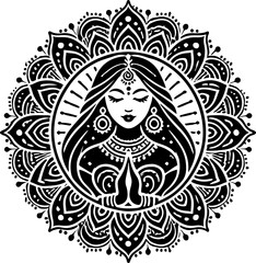 sketch vector illustration silhouette design icon logo symbol god goddess mandala rosette abstract vintage classic ethnic traditional indian aztec maya american