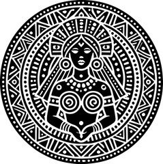 sketch vector illustration silhouette design icon logo symbol god goddess abstract vintage classic ethnic traditional indian aztec maya american