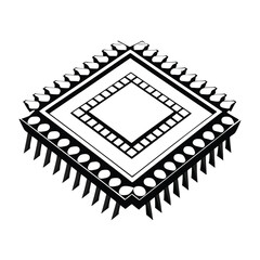 Monochrome Style of Circuit Board Component On a Plain White Background