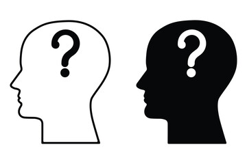 Human Head with Question Mark Icon Vector Illustration.