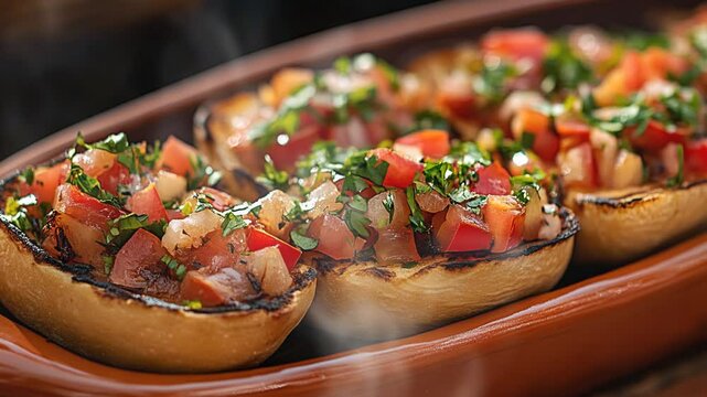 Molletes in dish with smoke around
