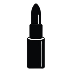 Symmetrical Black Lipstick Icon Design, Beauty Product Isolated Symbol, Flat Cosmetics