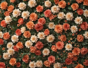 Fototapeta premium Vintage-inspired artificial flower wall panel , event background, white flowers, photo backdrop