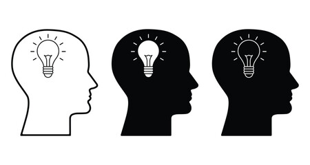 Creative Brain Idea Icons Vector Illustration.