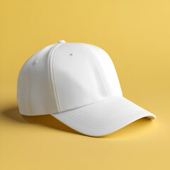 Fototapeta premium White cap mockup on yellow clean background, 3d render