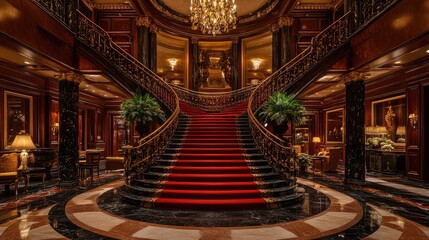 Grand Staircase in a Luxurious Mansion: Opulence and Elegance