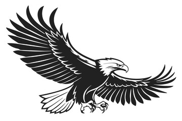 Striking Monochrome Eagle Majestic Bird with Detailed Wings in Flight Design