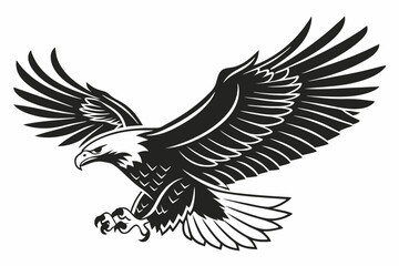 Striking Black & White Eagle Dynamic Flight, Detailed Feathers, Strong Talons
